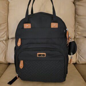 BabbleRoo Original Diaper Bag Backpack - Black - EUC